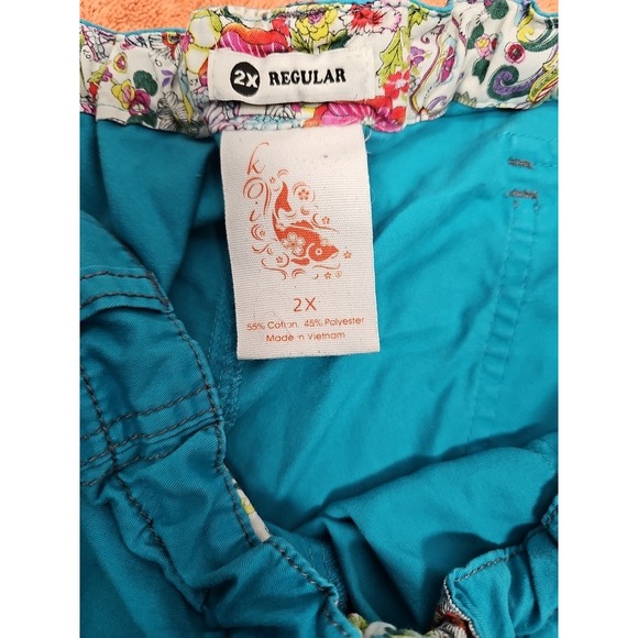 Dickies‎ Scrub Pants Women 2XL EDS Turquoise Teal Cargo Pockets Drawstring 86206 - Picture 8 of 11